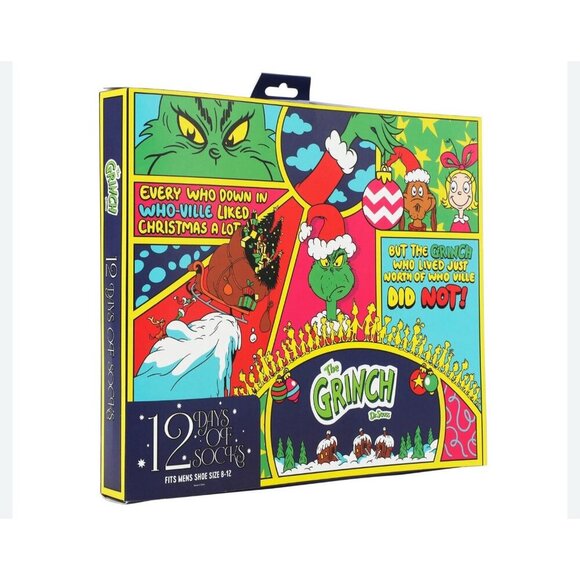 The Grinch Holiday Themed 12 Days of Socks Gift Set New In Box - Picture 5 of 5